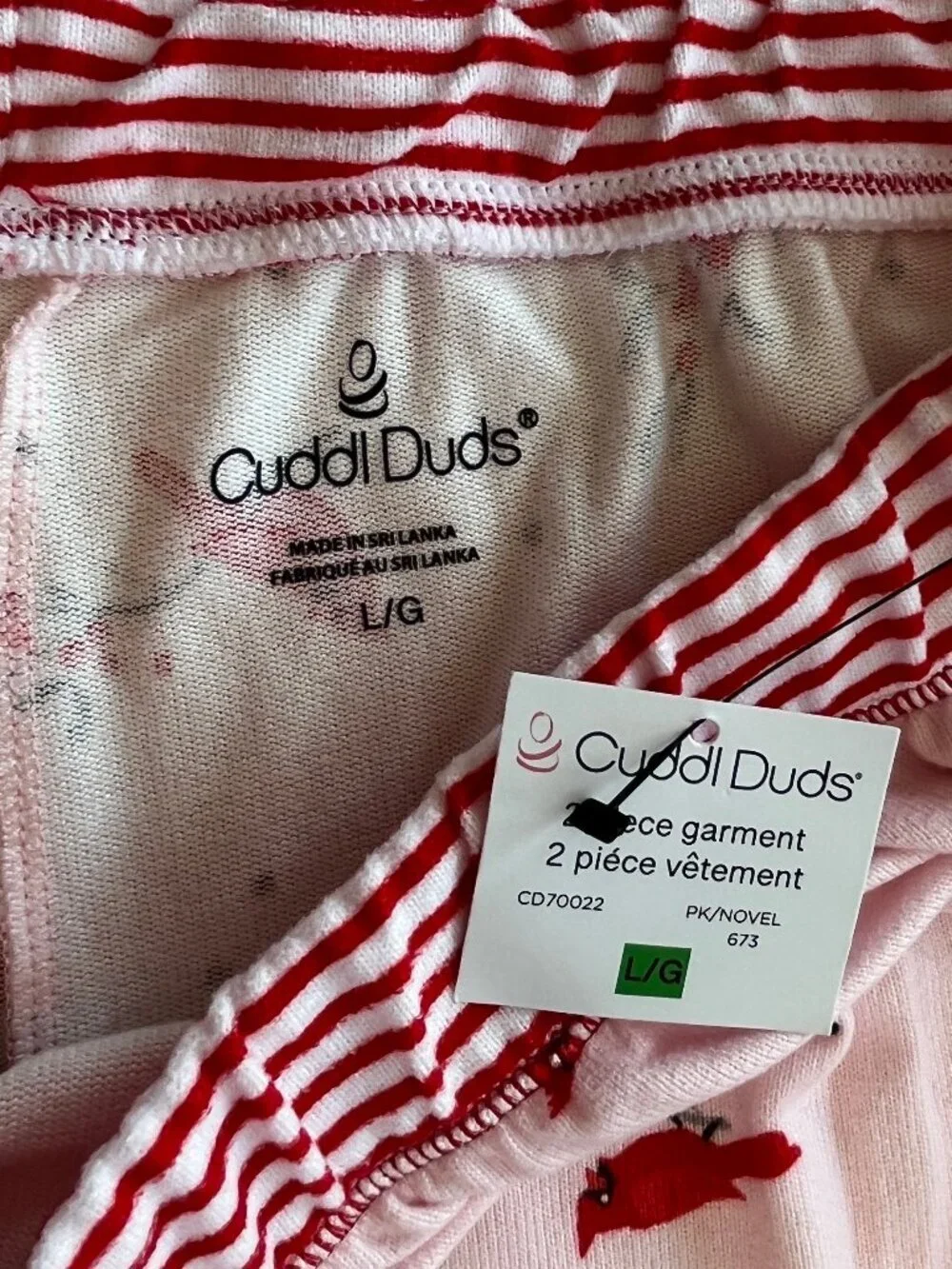 Title: NEW Cuddl Duds 2 Pc Pajama Set Cardinal Print Pink